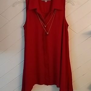 Trendy red dress with necklace